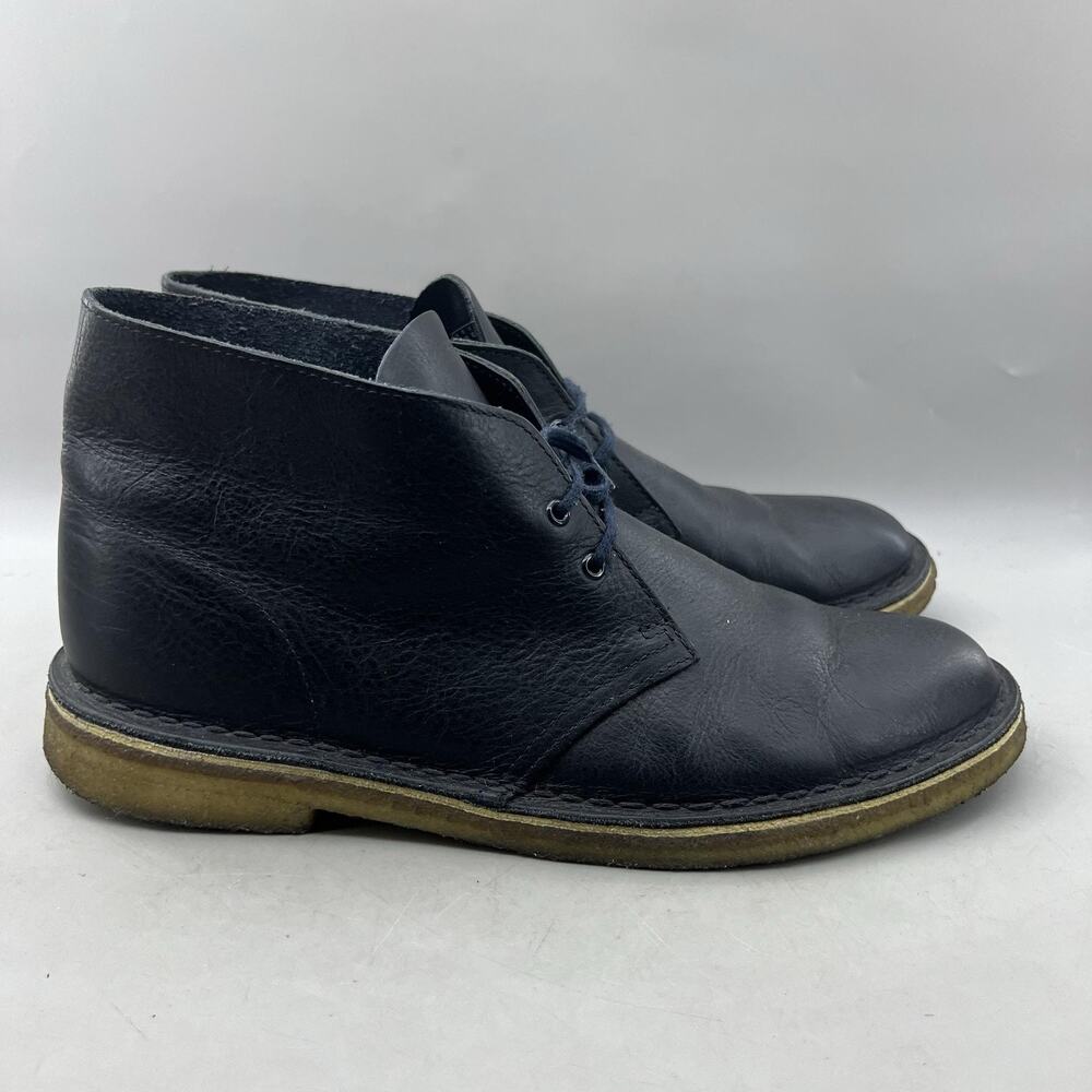 Clarks Originals Desert Chukka Boots Men Size 10 M Black Leather Comfort Shoes